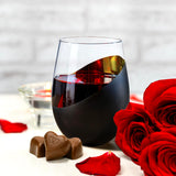 MyGift Black and Gold Stemless Wine Glasses Set of 4 - Elegant Christmas Gift Set with Luxe Metallic Finish, 18oz Modern Barware