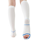 EVOPLECI Anti Embolism Compression Stockings for Women and Men Ted Hose Socks 15-20 mmhg Moderate Level With Inspect Toe Hole（WHITE，L）