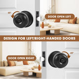RAZCC Privacy Door Knobs, 10 Pack Matte Black Door Knobs with Lock, Bed and Bath Door Knob Interior Keyless Locksets, Round Door Handles Reversible for Left Right Handed Doors