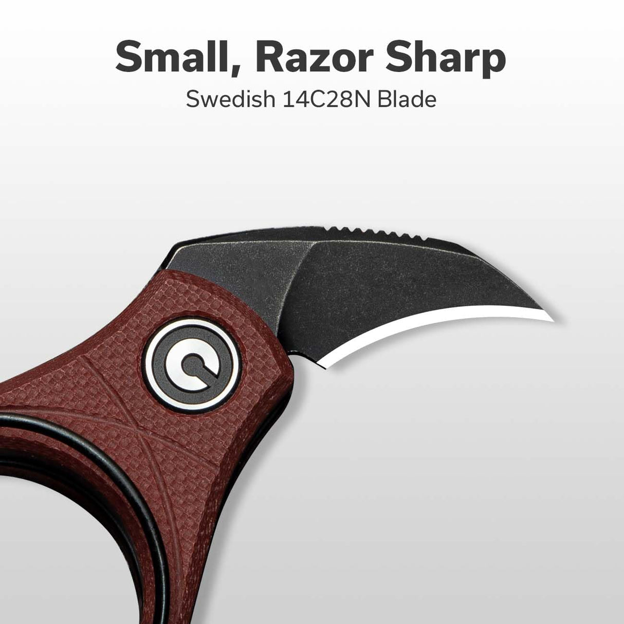 CIVIVI Pyrus Mini Keychain Knife (1 Piece), Small EDC Pocket Folding Box Cutter with 14C28N Blade & Ringed G10 Handle, Christmas Stocking Stuffers Gift for Men Women C23038-1, Burgundy