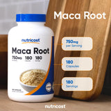 Nutricost Maca Root Capsules (Lepidium meyenii) 750mg, 180 Capsules, 180 Servings