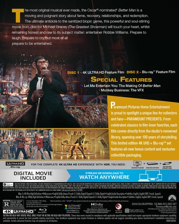 Paramount Presents: Better Man [Amazon Exclusive 4K UHD +Blu-Ray + Digital]