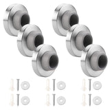 6pcs Concave Wall Door Bumper Stop Gray Rubber Wall Mount Door stoppers Silver Stainless Round Door Knb Stop Protector Prevent Door Handle Damage Shield Walls, Easy to Install (Grey)