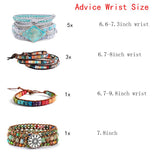 YGLINE Boho Handmade Wrap Leather Tube Crystal Stone Bracelet for Women (Turquoise-3 wrap)
