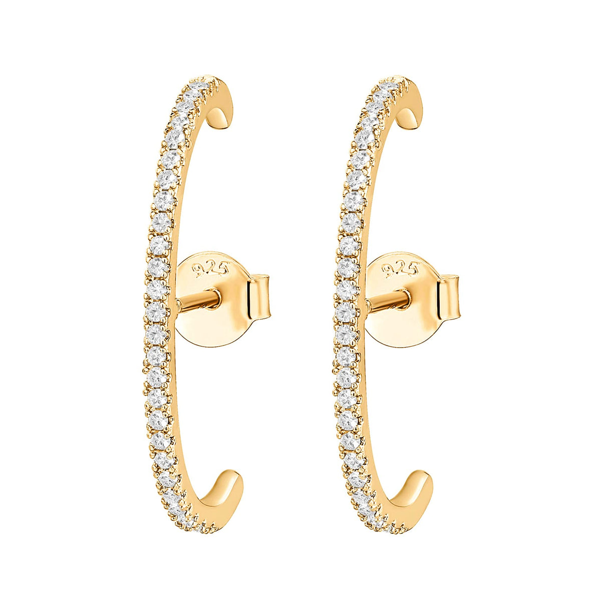 PAVOI CZ Minimalist Ear Cuffs for Women, Yellow Gold, Size 23.5 Millimeters