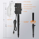 SURAIELEC Outdoor Power Stake Light Timer, Dusk to Dawn, 6 Electrical Outlet Power Strip Weatherproof, 6FT Extension Cord Multiple Outlet for Patio Lights, Sprinkler, Garden, Christmas Decorations