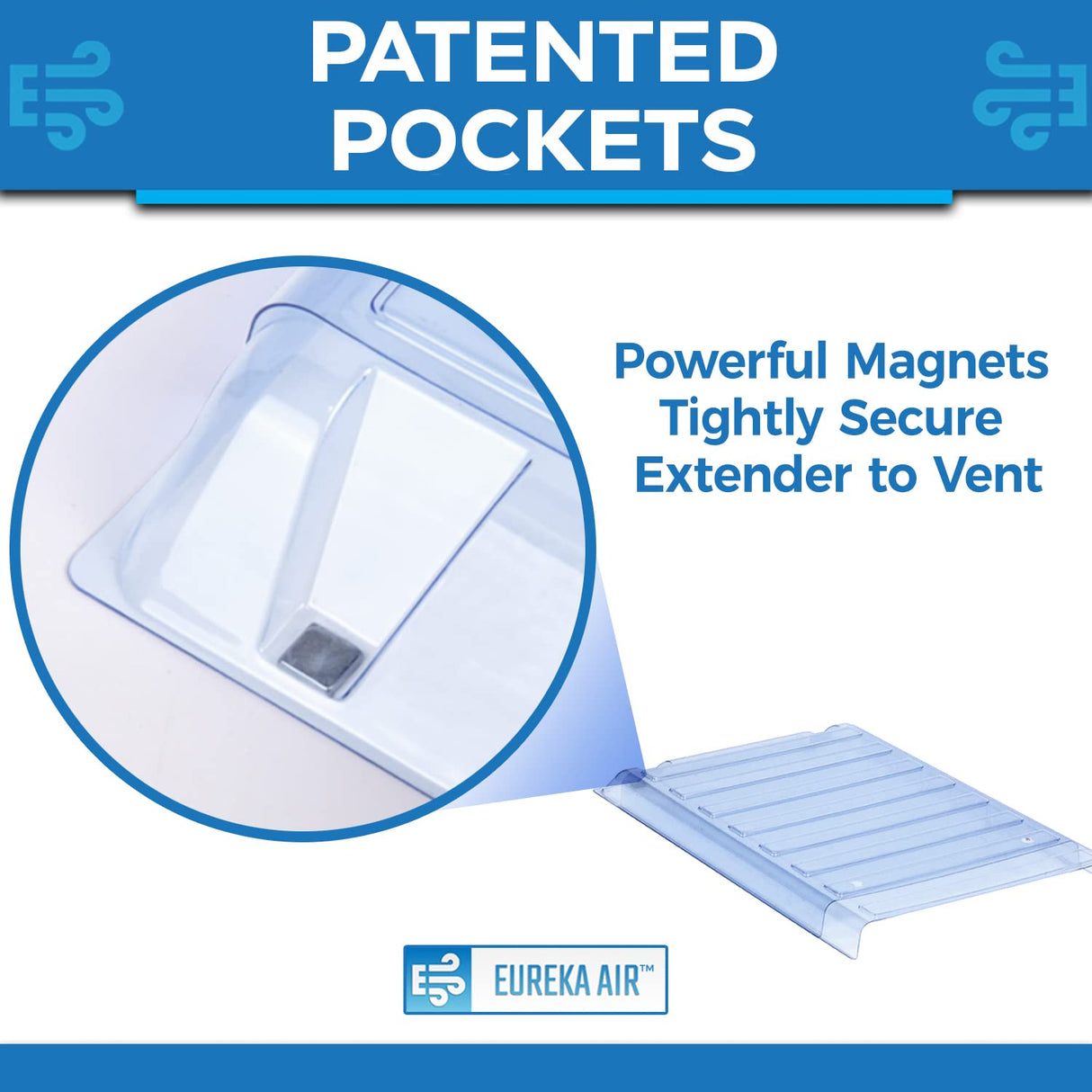Eureka Air Under Furniture Magnetic Vent Extender, 1.5mm Thick Heavy Duty Premium Material, Fits Floor Registers 10" and 12" Wide, Adjusts from 17" to 33" Long (1-Pack)