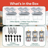 Disposable Chafing Dish Buffet Set - Large Full Size (33 pcs) – Catering Food Warmers with Half-Sized Serving Pans, Covers, Racks, Utensils & Fuel Cans - Perfect for Buffets, Parties & Food Serving