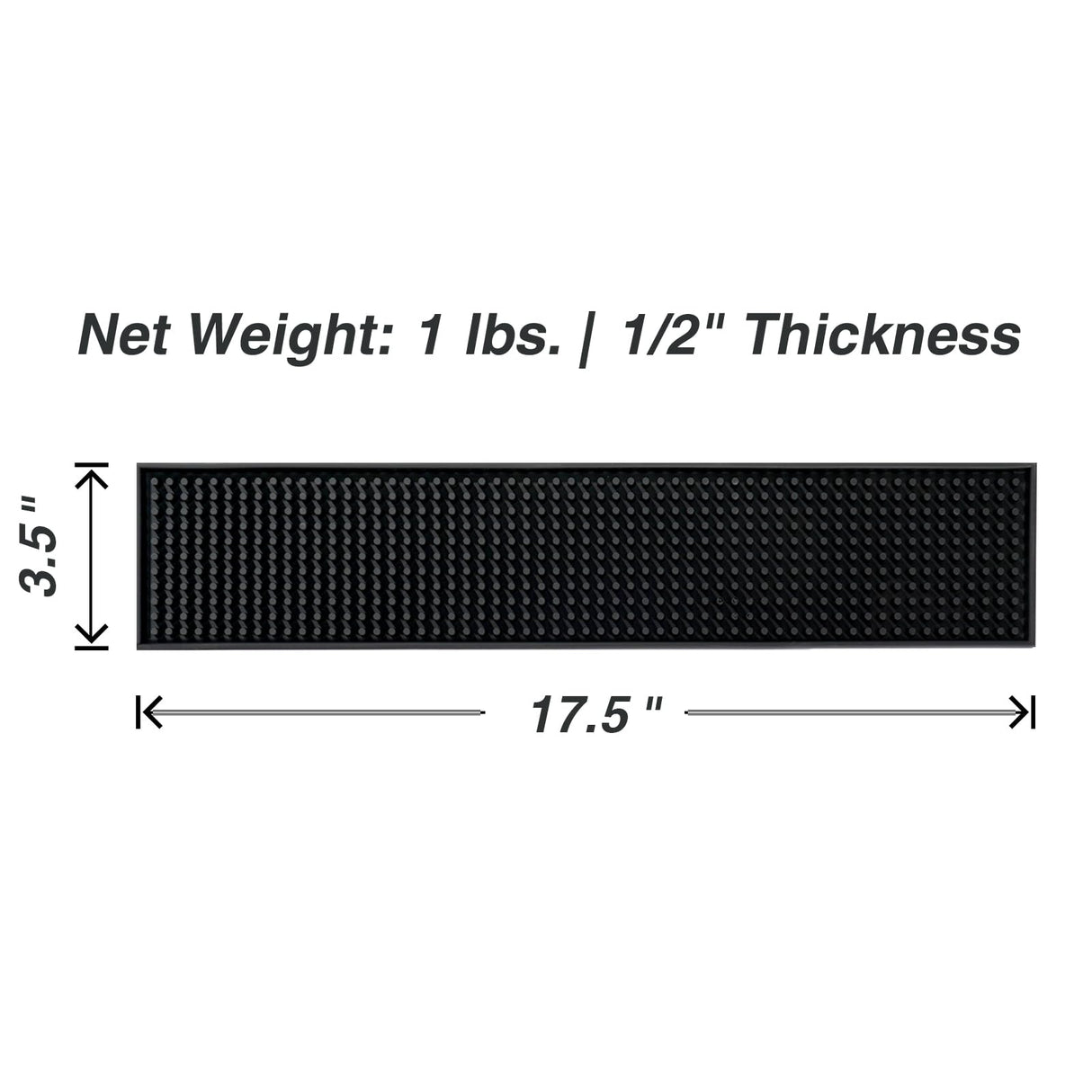 BARsics 17.5x3.5 inches Long PVC Bar Rail Mat Non-Slip Serving Spill Mat (Pack of 6)