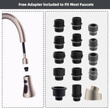 Hibbent Pull Down Spray Head for Kitchen Faucet, NSF/ANSI/CAN 61 & CUPC Certified 3-Function Spray Nozzle, 15 Adapters, Sink Faucet Head Replacement Compatible with Moen, Delta, Kohler, Brushed Nickel