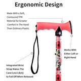 CLOKTA Walking Cane for Men and Women, Foldable Floral Lightweight Adjustable Portable for Folding Canes, Comfortable T-Handle for Seniors Adults (Pink Floral)