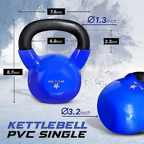 Yes4All 5-65lbs Kettlebells Vinyl Coated Cast Iron for Dumbbell Weights Exercises, Gym, Fitness, Full Body Workout Equipment Push up, Grip and Strength Training