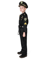 Spooktacular Creations 14PCS Halloween Police Costume for Kids, Black Police Officer Costume for Boys, Toddler Cosplay RolePlay Themed Party (Small, 5-7 yrs)