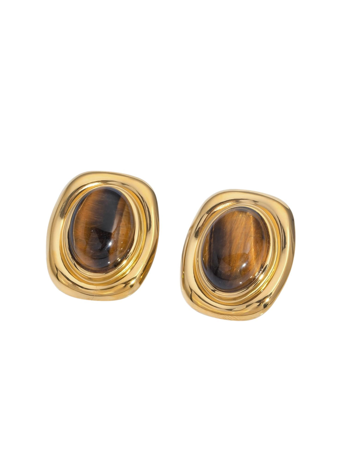 House Of Hunter Brown Sienna Stone Gold Statement Earrings