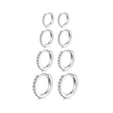 4 Pairs 925 Sterling Silver Small Hoop Earrings for Women Men 6 8 10 12mm