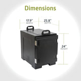 Pearington 81 Quart End-Loading Insulated Food Pan Carrier for 5 Full-Size Pans, Black, 2 Pack
