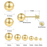 CUTEFEEL 18K Gold Plated Sterling Silver Ball Stud Earring for Women(7mm)