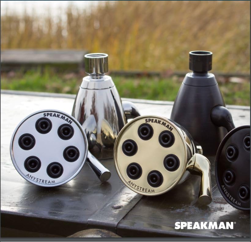 Speakman S-2252 Signature Icon Anystream Adjustable High Pressure Shower Head-2.5 GPM Solid Brass Replacement Bathroom Showerhead, Polished Chrome Finish