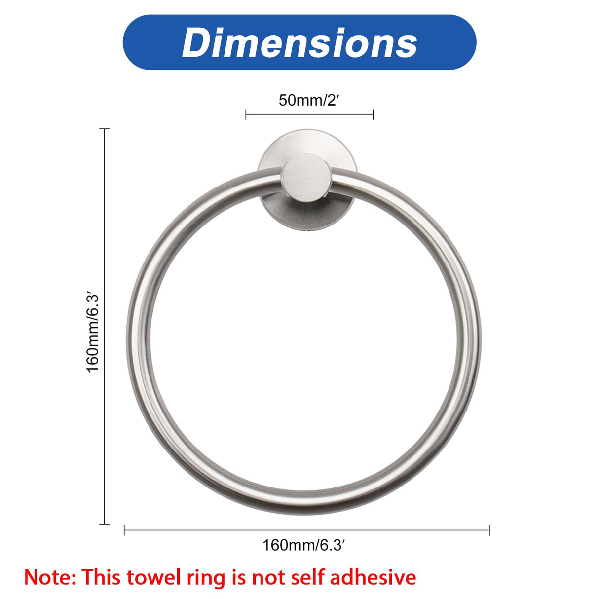 NearMoon Bath Towel Ring, Bathroom Hardware Accessories-Thicken Stainless Steel Hand Towel Holder for Bathroom, Modern Round Towel Hanger Wall Mounted (Brushed Nickel, 3 Pack)