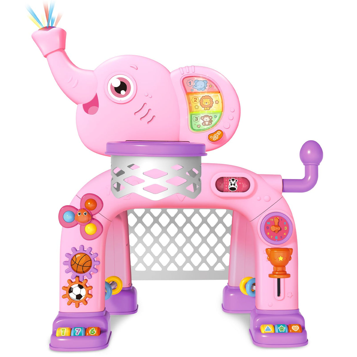 Shemira Toddler Basketball Hoop & Soccer Goal Activity Center Toys with Light & Music,Elephant Toddlers Musical Toys Gift, Baby & Toddlers Christmas Birthday Gift for 1 2 3 Year Old Boys & Girls