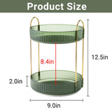Asayuee 360 Rotating Makeup Organizer for Vanity,2 Tier Large Capacity Skincare Organizers,Bathroom Counter Organizer, Spinning Perfume Organizer & Vanity Organizer (Green-2 Tier)