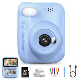 Kids Instant Print Camera, 3.0-inch HD Screen 32MP Photo Instant Digital Camera Christmas Birthday Gifts Toys for Children Girls Boys Age 3-12 - Blue