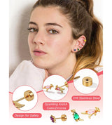 Ngiftey 8 Pairs Screw Back Stud Earrings, Gold Plated