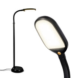Brightech Litespan - Bright LED Floor Reading Lamp for Over Chair Crafts and Reading, Esthetician Light for Lash Extensions, Gooseneck Adjustable Standing Lamp for Living Room, Bedroom, Office - Black