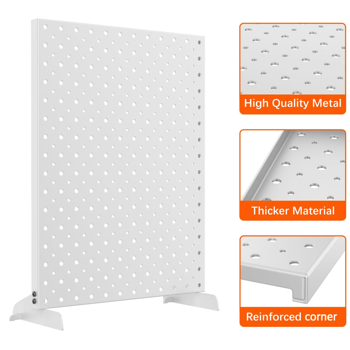 TORACK Pegboard Display Stand for Craft Shows & Fairs, 12 x 16 in Metal Tabletop Pegboard Display with Hooks for Christmas Fair Event(White, Pack of 2)