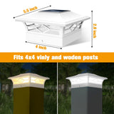 JOFIOS Solar Fence Post Lights, Cap Lights for 4x4/5x5 Vinyl Fence and 4x4/6x6 Wooden Post, Warm White/Cool White Lighting, White Solar Cap Outdoor Waterproof Decorate Garden Pathway Dcek Patio