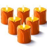Homemory 2"x 2" Orange 6 Hour Timer Flameless Votive Candles, 6 Pack