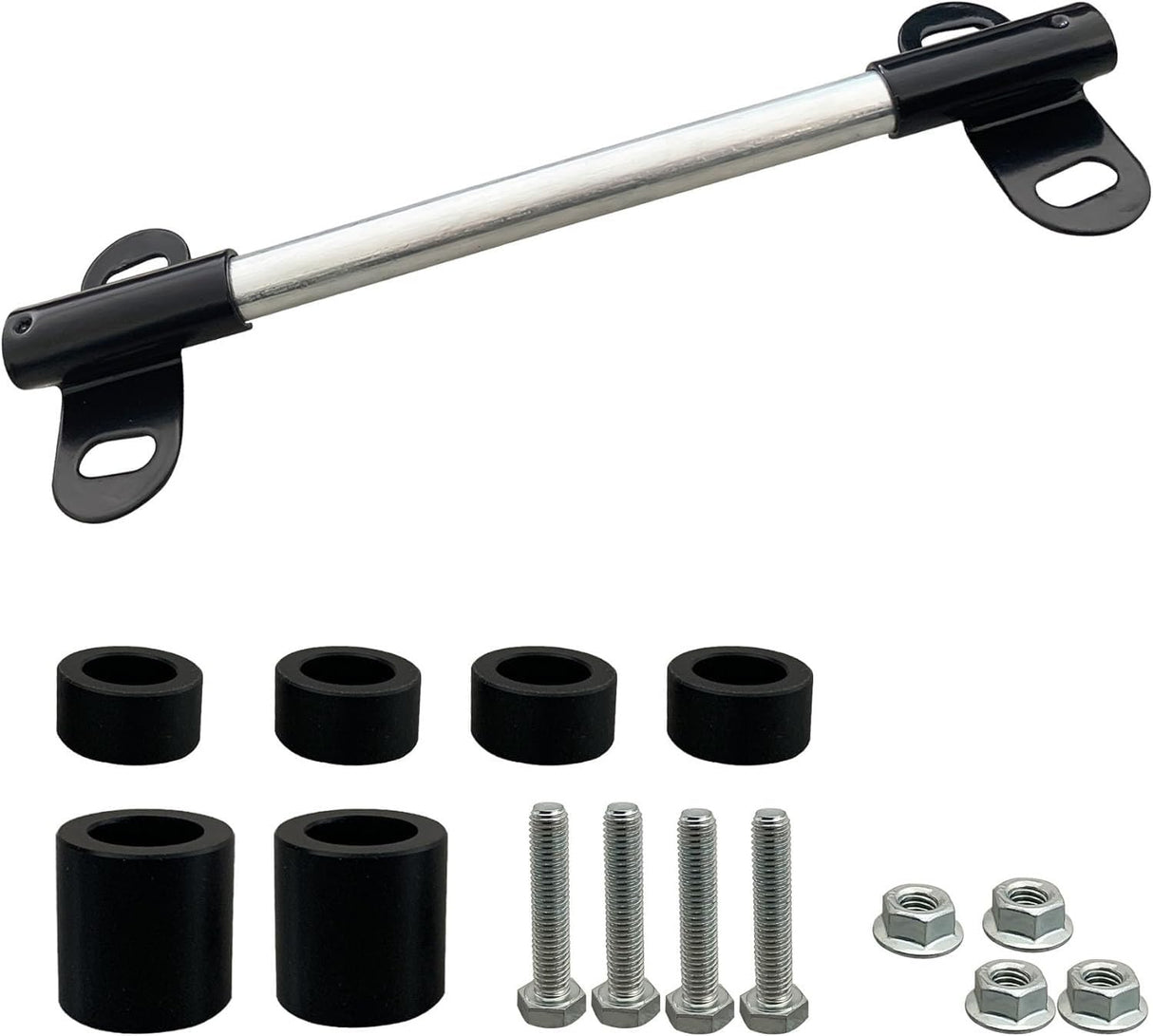 Wheelbarrow Axle Bracket Set, Compatible with 5/8" Hole Wheelbarrow Axles Heavy-Duty Wheelbarrows Spare Parts 10 inch Wheelbarrows axles and 3.3 x 2.1 inch Brackets, Bolts and Nuts and POM spacers