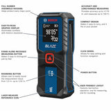 BOSCH GLM100-23 100 Ft Blaze Laser Distance Measure, Includes 2 AA Batteries, Distance Measuring Laser