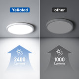 6 Pack 12 Inch Hardwired Dimmable LED Flush Mount Ceiling Light Fixtures, 24W 2640LM 3000K/4000K/5000K, House Upgrade Led Lights for Bedroom Hallway Laundry Room Rental Units, 240W Equiv., Black