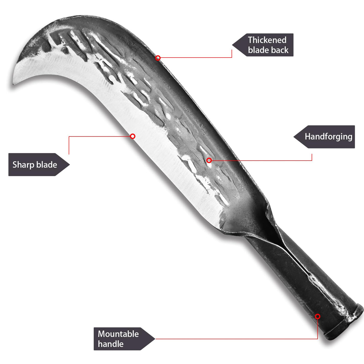 Machete for Yard Work Billhook Sickle Knife Brush Clearing Sickle Knife with Sheath - Perfect Brush Axe for Survival Cut Machete,Ideal for Camping,Gardening, Land Management,