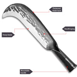 Machete for Yard Work Billhook Sickle Knife Brush Clearing Sickle Knife with Sheath - Perfect Brush Axe for Survival Cut Machete,Ideal for Camping,Gardening, Land Management,