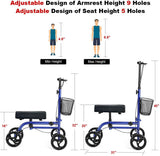 RINKMO Economy Knee Scooter Steerable Knee Walker All-Terrain Foldable Knee Scooters for Foot Injuries Best Crutch Alternative with Dual Braking System Blue