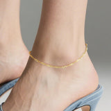 KYAYE 14K Gold Anklets for Women Gold Ankle Bracelet for Women Singapore Chain Mimics Gentle Ripples Singapore Ankle Bracelets for Womens