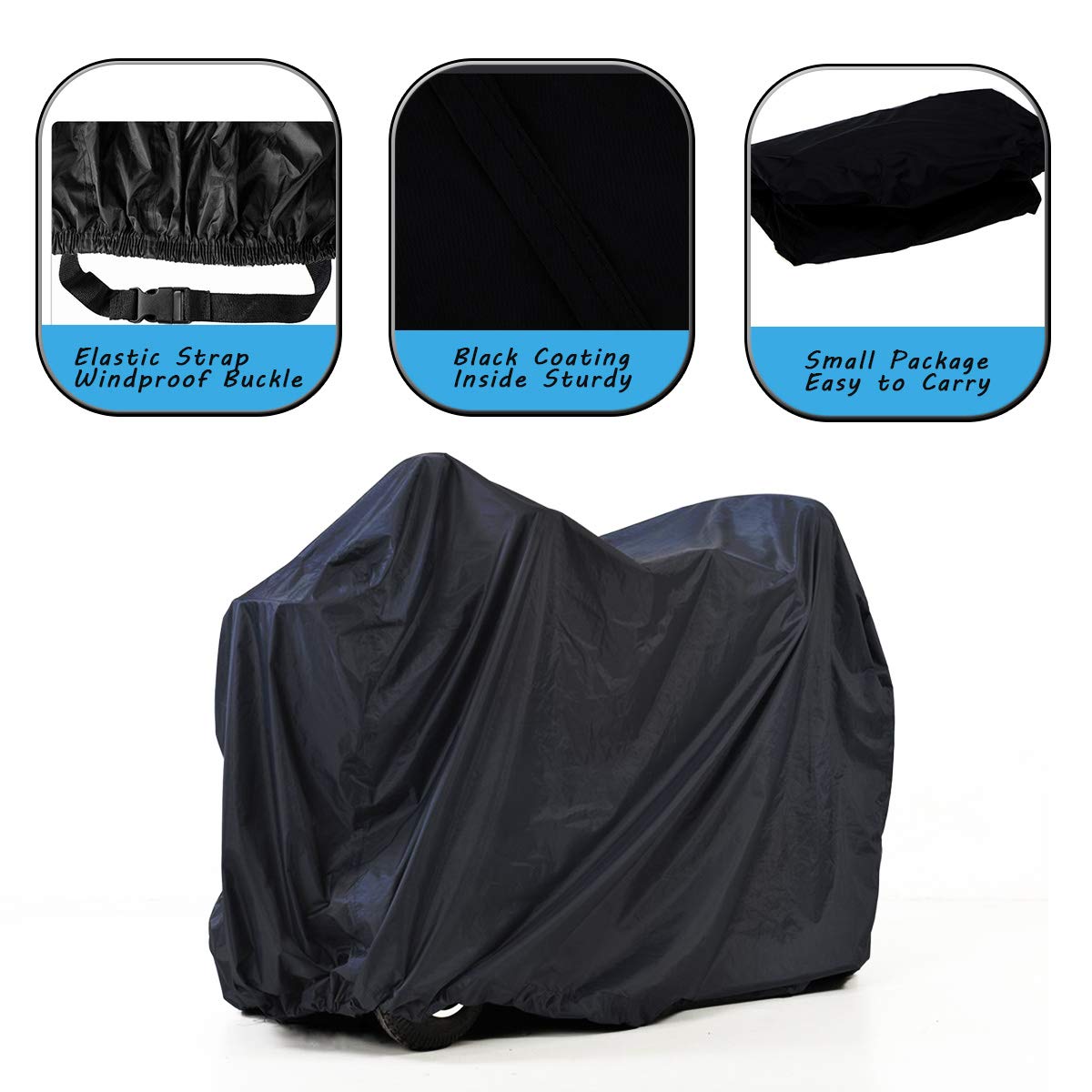 Valchoose 56" L x 26" W x 38" H Upgraded Mobility Scooter Cover, 420D Thicker Oxford Fabric, Scooter Cover Waterproof Mobility with Waterproof Strip - Water Resistant, with 2 Fixed Buckles (Black)