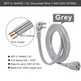 KUNCAN Appliance Power Extension Cord - 3 Prong Flat Wire SPT-3 14 AWG Heavy Duty Male to Female Extender Low Profile Grounded Cable for Major AC Unit, Air Conditioner, Refrigerator (9 Feet)