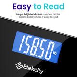Etekcity Bathroom Scale for Body Weight, Highly Accurate Digital Electronic Weighing Machine for People, LCD Display, Large Size, 6mm Tempered Glass for Safe Home Use, Batteries Included, 400 lbs