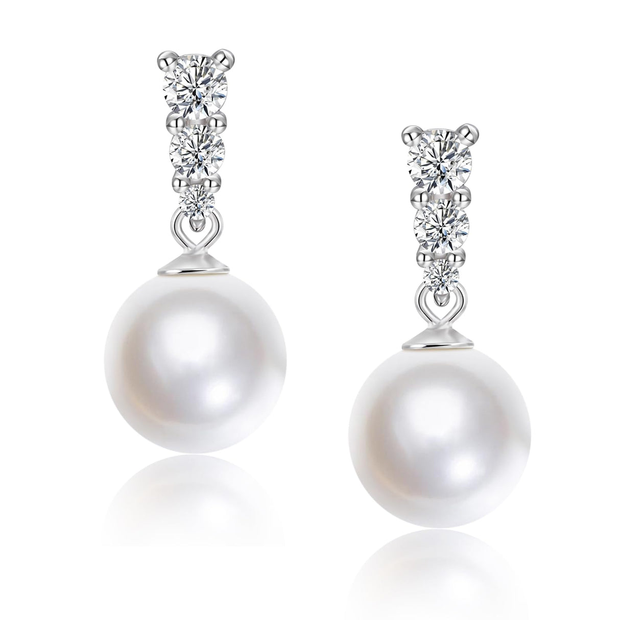 Mameloly Pearl Earrings for Women Trendy CZ 10MM Pearl Drop Earrings