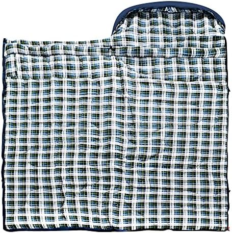 0 Degree Sleeping Bag 100% Cotton Flannel XXL for Adults Big and Tall Cold Weather Winter Zero Degree Camping,Free Compression Sack