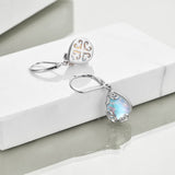 POPLYKE Moonstone Filigree Teardrop Drop Dangle Earrings Sterling Silver Leverback Earrings Moonstone Jewelry Gifts for Women