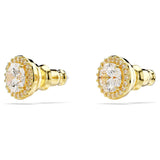 Swarovski Una Stud Earrings, Round Cut, Gold Tone, Gold-Tone Finished