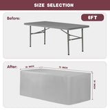 HolidayIdeas Fitted White Tableclothes - 72 x 30 Inch - 2 Pack Rectangle Table Covers for 6 Foot Tables, Polyester Fabric Tablecloths for Christmas, Parties, Wedding, Trade Show