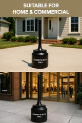 Aluminum 5 Gallon Cigarette Butt Disposal Outdoor, Durable Smoker’s Outpost Site Saver Cigarette Receptacle, Large All Weather Outdoor Ashtray 40" H x 12" Diameter, Black