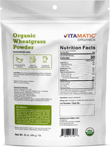 Vitamatic Certified USDA Organic Wheatgrass Powder – 1 Pound (16 Ounces) – Pure, Non-GMO, Gluten-Free Superfood