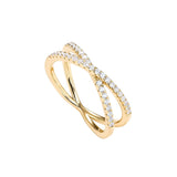 PAVOI 14K Gold Plated X Ring CZ Criss Cross Ring for Women, Yellow Gold