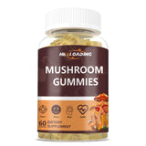 HEALOADING Mushroom Gummies with Lions Mane & Cordyceps | Brain Health, Immune Support & Memory Enhancement | Vegan Supplement with Vitamin D3, B6, B9, B12 | 60 Chewable Gummies